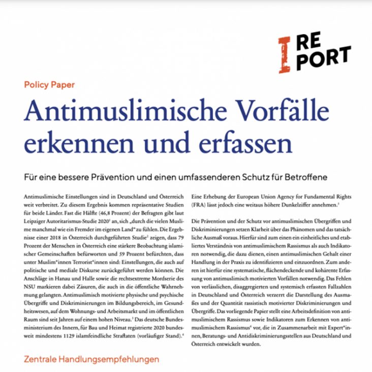 Neues Policy Paper: Antimuslimische Vorfälle erkennen und erfassen