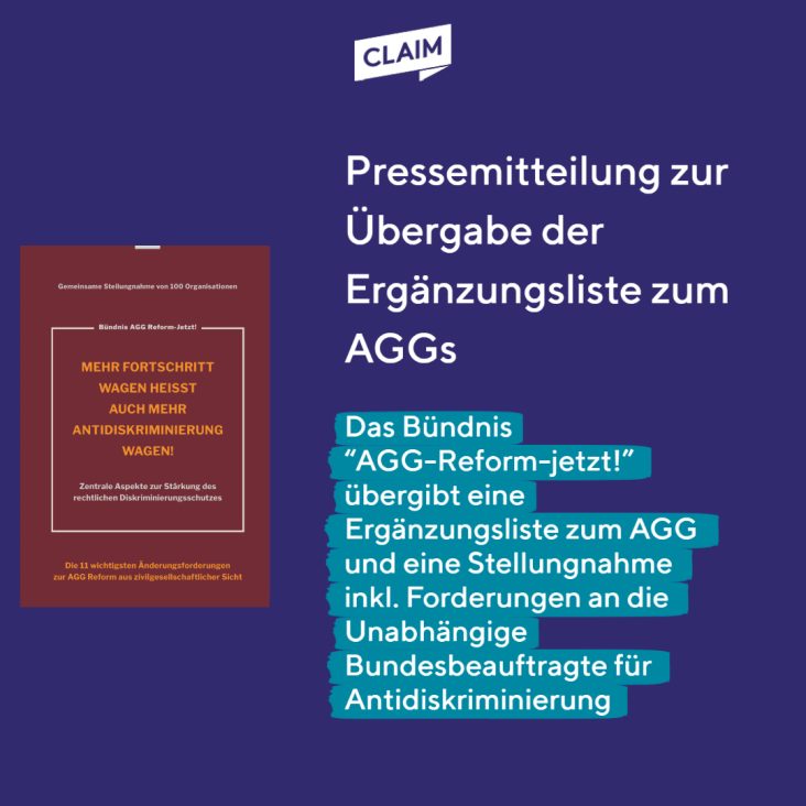 Pressemitteilung – AGG-Reform: Ergänzungsliste und Stellungnahme des Bündnis „AGG-Reform-jetzt!“