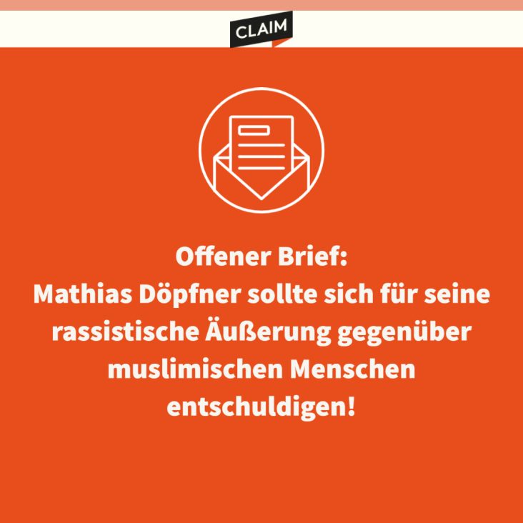 Offener Brief: Mathias Döpfner sollte sich für seine rassistische Äußerung gegenüber muslimischen Menschen entschuldigen!