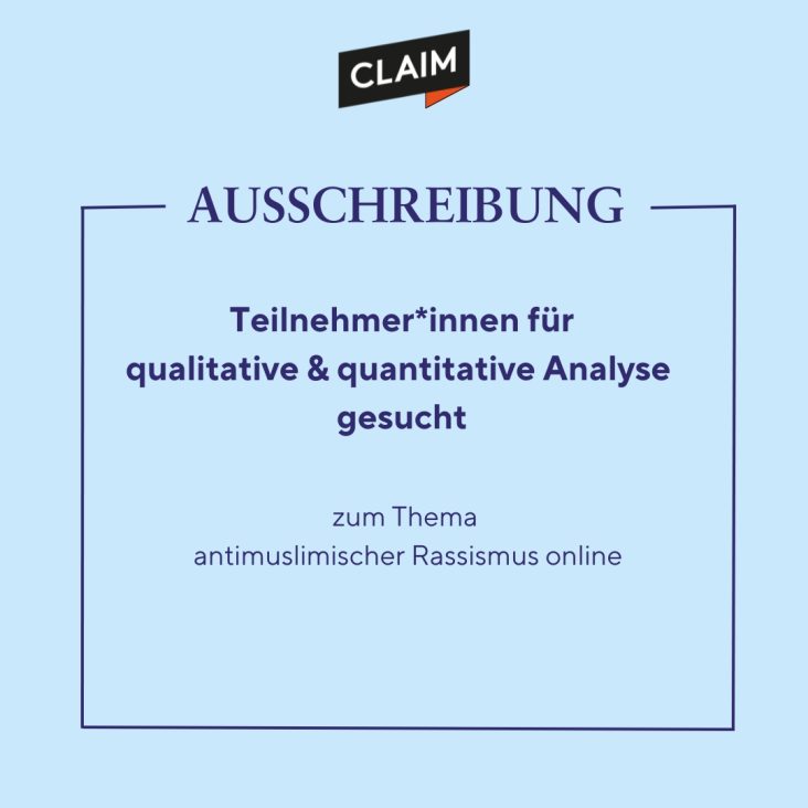 Ausschreibung – Quantitative und qualitative Analyse zu antimuslimischen Rassismus online