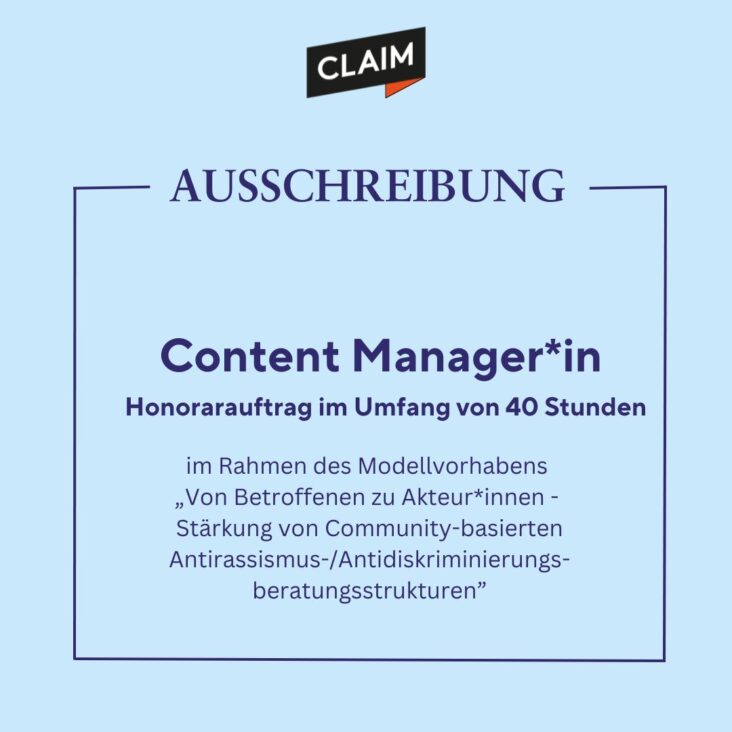 Ausschreibung: Content Manager*in (Honorarauftrag im Umfang von 40 Stunden)